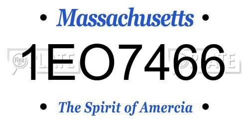 1EO7466 Massachusetts License Plate