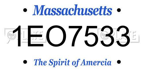 1EO7533 Massachusetts License Plate