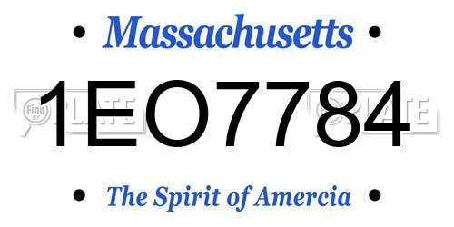 1EO7784 Massachusetts License Plate