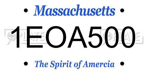1EOA500 Massachusetts License Plate