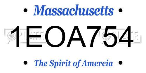 1EOA754 Massachusetts License Plate