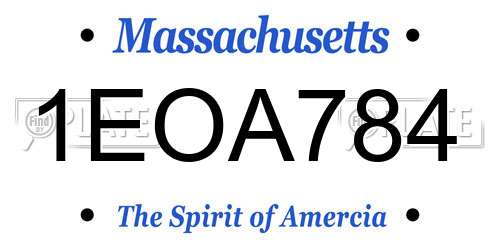 1EOA784 Massachusetts License Plate
