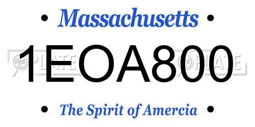1EOA800 Massachusetts License Plate
