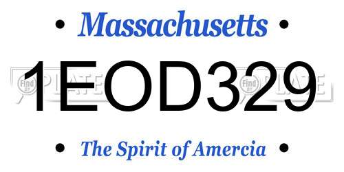 1EOD329 Massachusetts License Plate