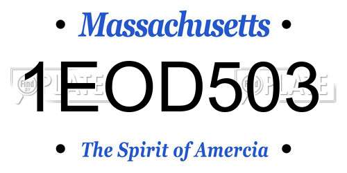 1EOD503 Massachusetts License Plate