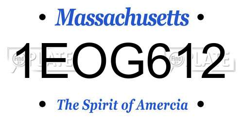 1EOG612 Massachusetts License Plate