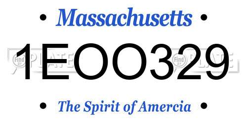 1EOO329 Massachusetts License Plate