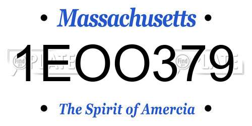 1EOO379 Massachusetts License Plate