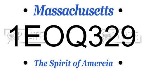 1EOQ329 Massachusetts License Plate