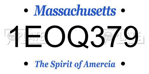 1EOQ379 Massachusetts License Plate