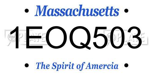1EOQ503 Massachusetts License Plate