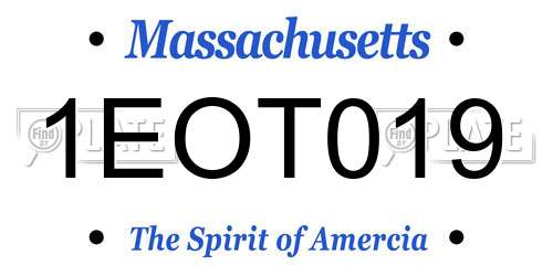 1EOT019 Massachusetts License Plate
