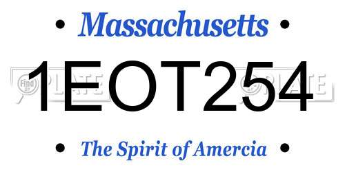 1EOT254 Massachusetts License Plate