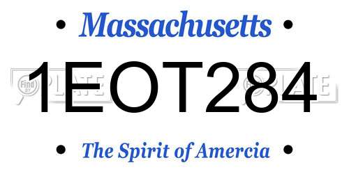 1EOT284 Massachusetts License Plate