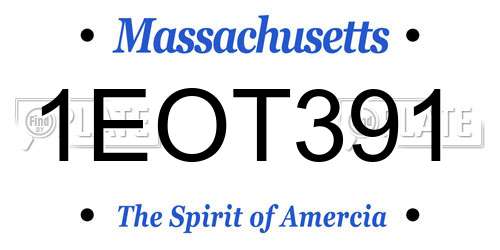 1EOT391 Massachusetts License Plate