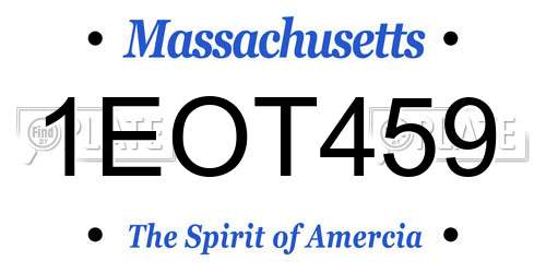 1EOT459 Massachusetts License Plate