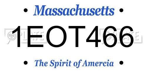 1EOT466 Massachusetts License Plate