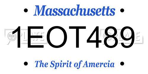1EOT489 Massachusetts License Plate