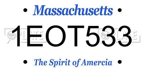 1EOT533 Massachusetts License Plate