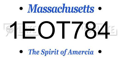 1EOT784 Massachusetts License Plate
