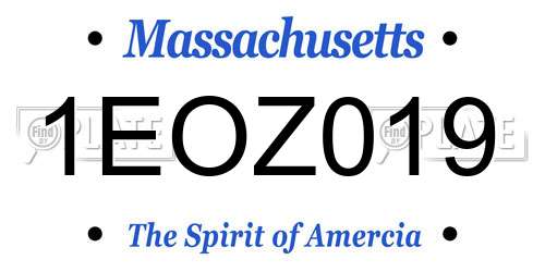 1EOZ019 Massachusetts License Plate
