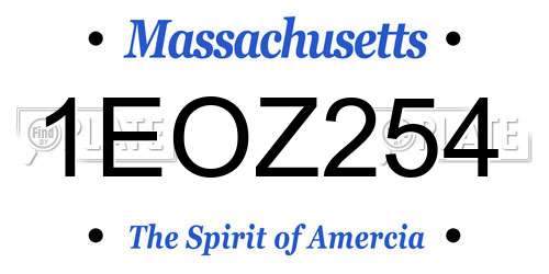 1EOZ254 Massachusetts License Plate