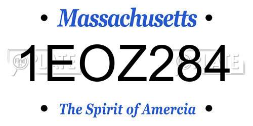 1EOZ284 Massachusetts License Plate