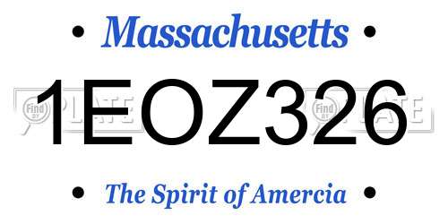 1EOZ326 Massachusetts License Plate