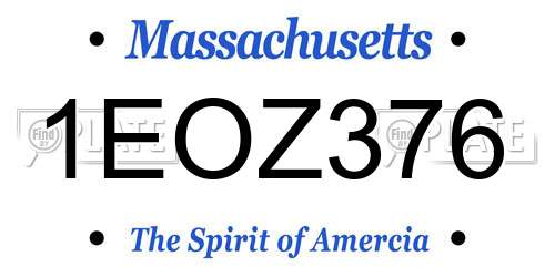 1EOZ376 Massachusetts License Plate