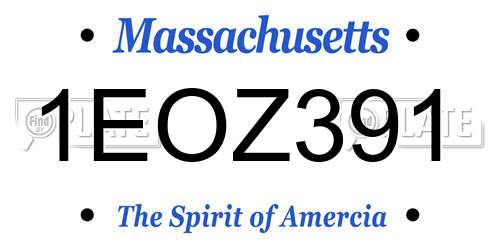 1EOZ391 Massachusetts License Plate