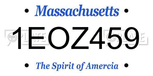 1EOZ459 Massachusetts License Plate
