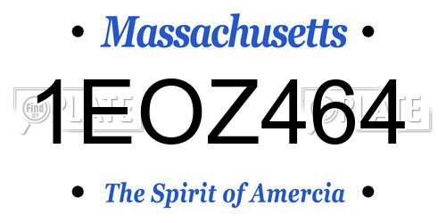 1EOZ464 Massachusetts License Plate