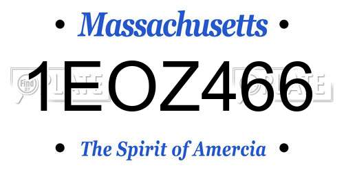 1EOZ466 Massachusetts License Plate