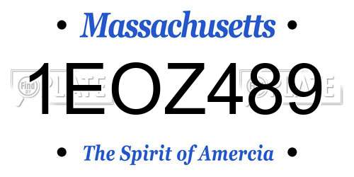 1EOZ489 Massachusetts License Plate