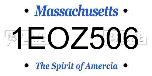 1EOZ506 Massachusetts License Plate