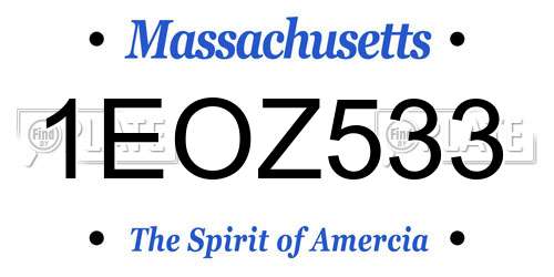 1EOZ533 Massachusetts License Plate