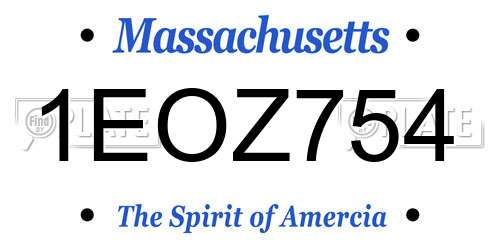 1EOZ754 Massachusetts License Plate
