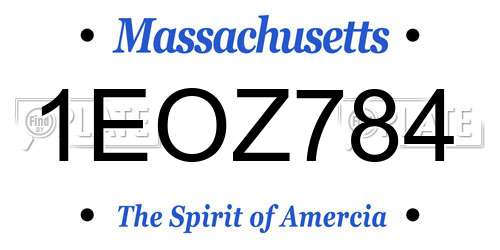 1EOZ784 Massachusetts License Plate