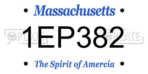1EP382 Massachusetts License Plate