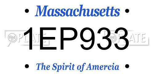 1EP933 Massachusetts License Plate