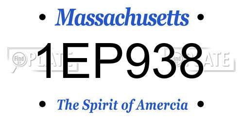 1EP938 Massachusetts License Plate