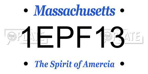 1EPF13 Massachusetts License Plate