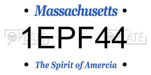 1EPF44 Massachusetts License Plate