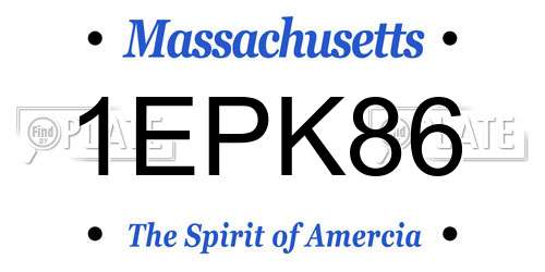 1EPK86 Massachusetts License Plate
