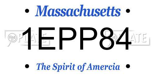 1EPP84 Massachusetts License Plate