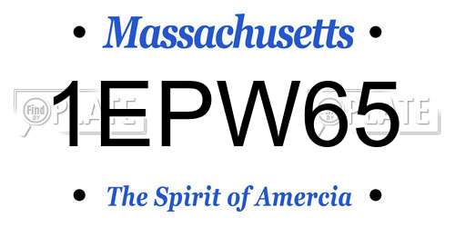 1EPW65 Massachusetts License Plate