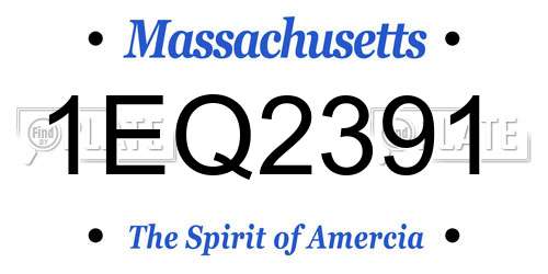 1EQ2391 Massachusetts License Plate