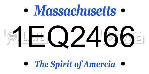 1EQ2466 Massachusetts License Plate