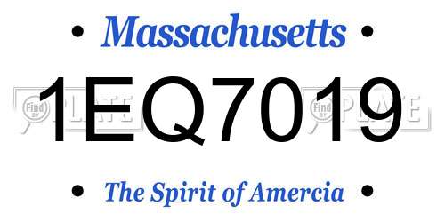 1EQ7019 Massachusetts License Plate