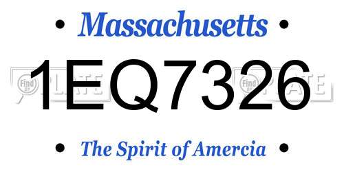1EQ7326 Massachusetts License Plate
